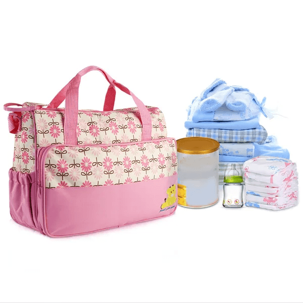 5PCS Baby Nappy Diaper Bags Set Mummy Diaper Shoulder Bags W Nappy Changing Pad Insulated Pockets Travel Tote Bags - image 4