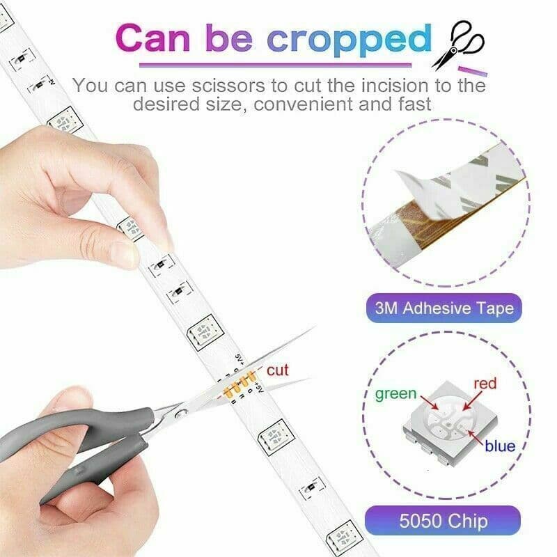 BRAND NEW 5050 RGB LED Strip Bluetooth Remote Lights TV Back Lights For Bar Room - image 4