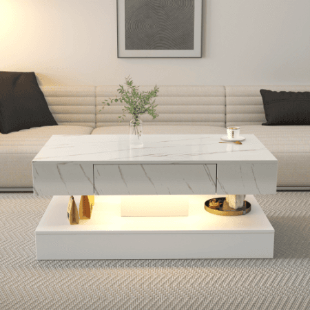 6.93IN High LED Coffee Table,Modern Coffee Table For Living Room,Living Room Tables,Large Living Room Furniture,LED Lights - image 5