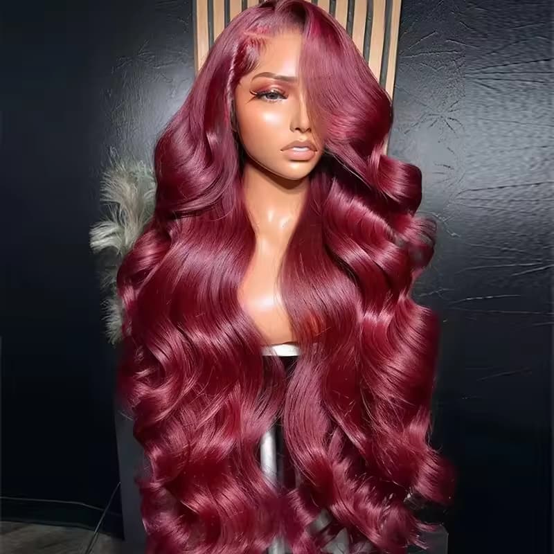 13x6 Human Hair Lace Wig, High-Definition Burgundy Lace Wig, Human Hair With Aligned Cuticle Layer, Indian Hair Wig - image 8