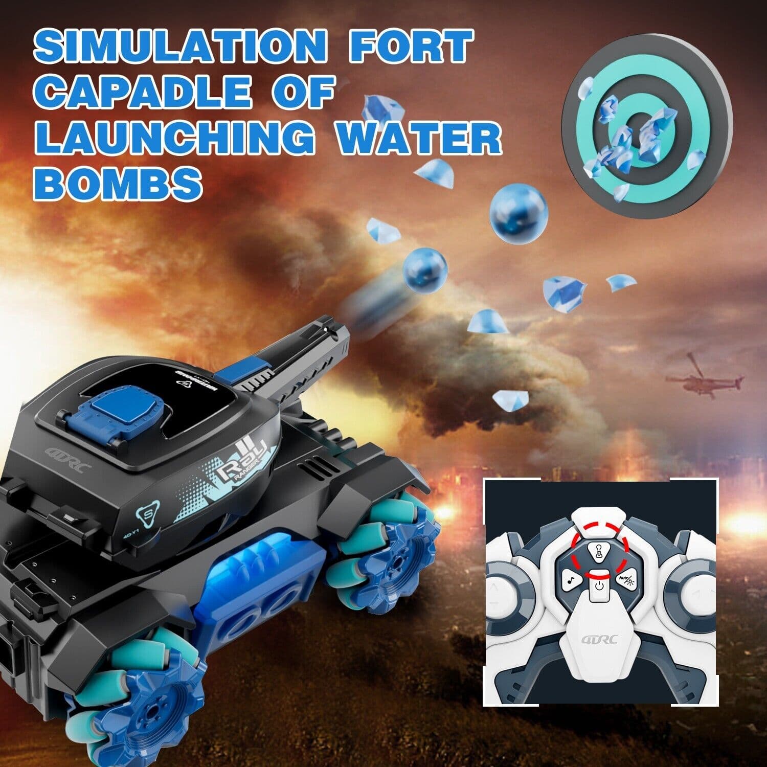 RC Tank Toys Four Wheel Drive Remote Control Car 2.4G Gesture Control Water Bomb - image 5