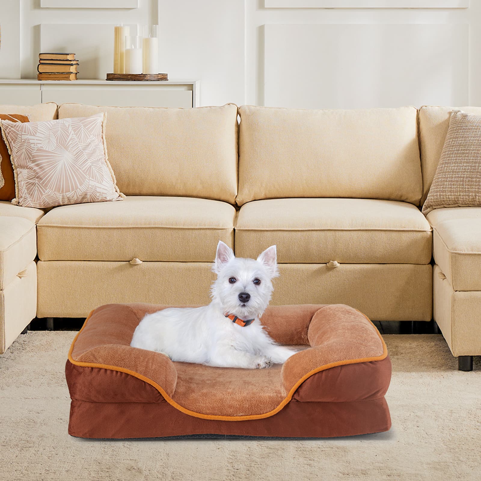 Memory Foam Pet Bed For Small Dogs & Cats With Washable Removable Cover Non-Slip Base Waterproof Liner - image 7
