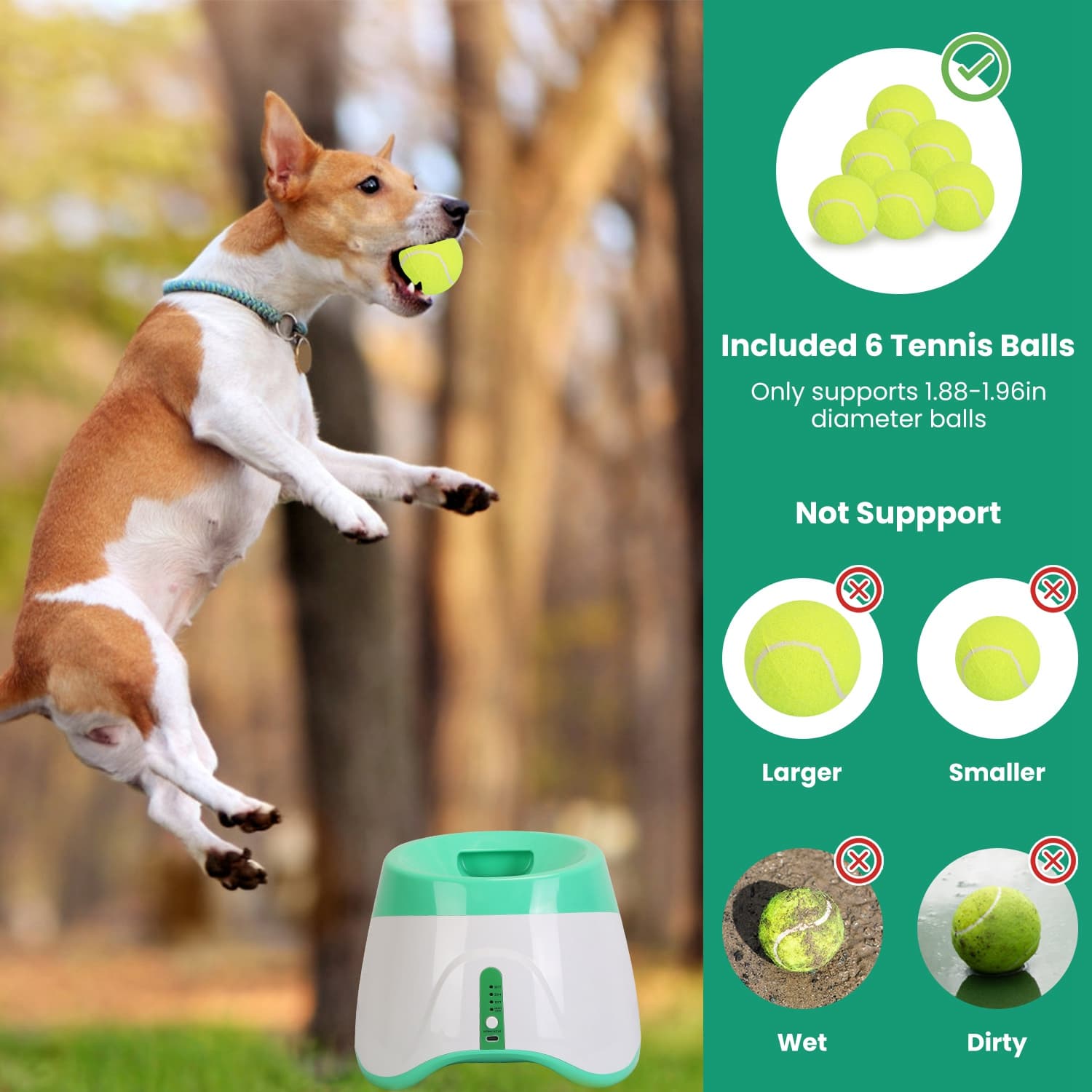 1Pc Automatic Dog Ball Launcher Toy Included 6 Tennis Balls Dog With 3 Adjustable Launch Distance Interactive Ball Thrower Fetch Machine For Small Medium Dogs - image 7