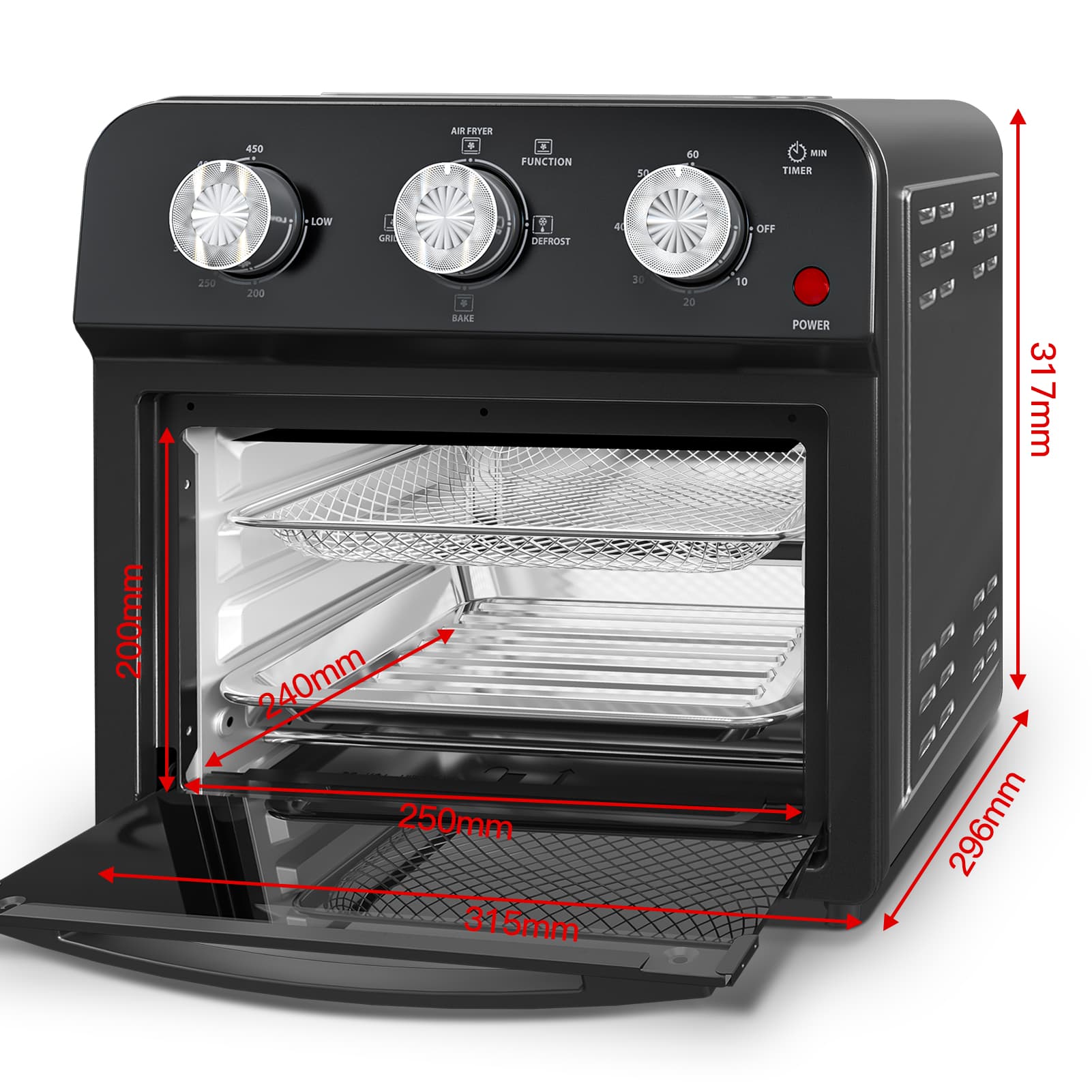 12.5 Qt Air Fryer With Advanced Multi-Function Cooking Grill, Air Fry, Defrost, Bake, Presets For French Fries, Pizza, Chicken, Fish, And Toast, Dual Knob Control, Amazon Resale Prohibited - image 7