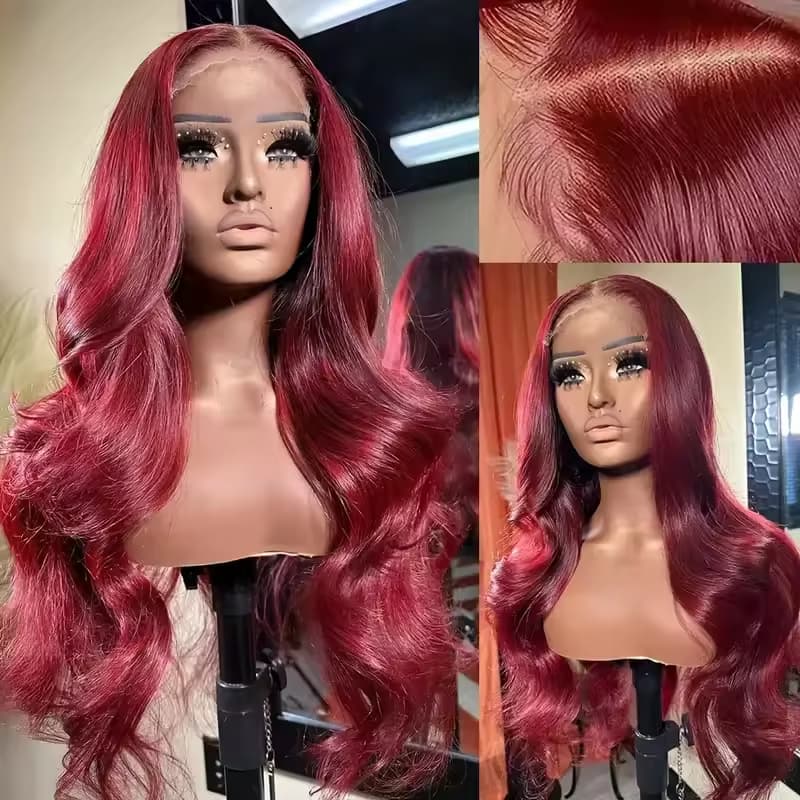 13x6 Human Hair Lace Wig, High-Definition Burgundy Lace Wig, Human Hair With Aligned Cuticle Layer, Indian Hair Wig - image 2