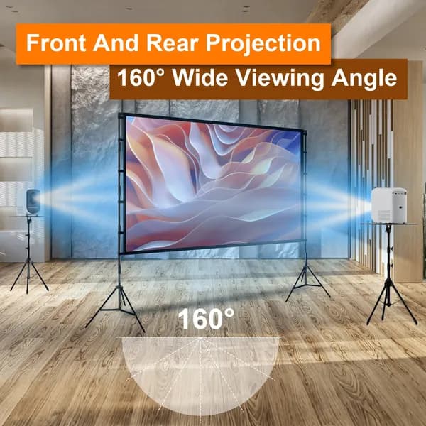 100inch/120inch Options Projector Screen With Stand 16:9 4K HD Rear Front Wrinkle-Free Portable And Foldable Movie Screen With Carry Bag For Indoor Outdoor Home Theater Backyard Cinema - image 4