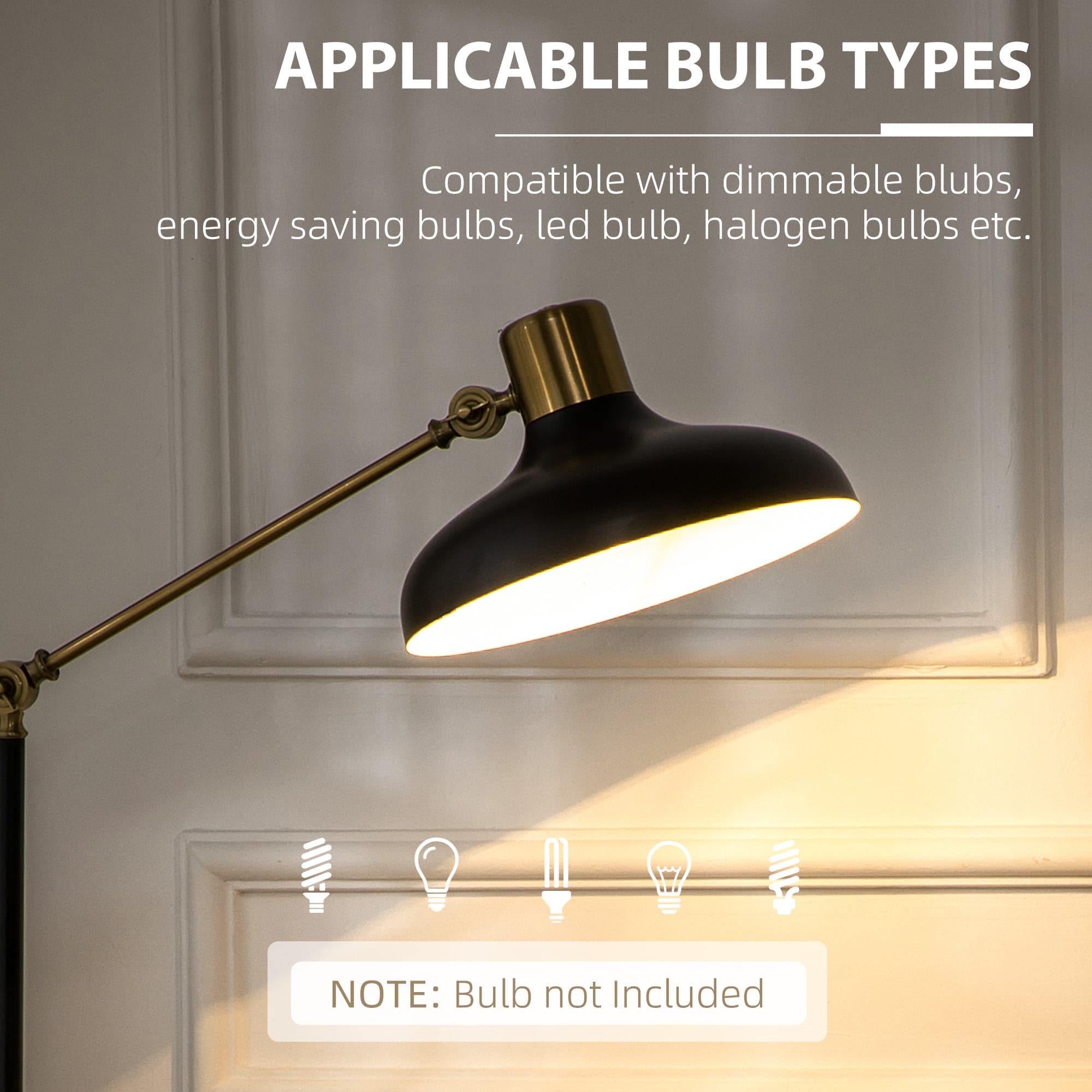 Adjustable Floor Lamps for Living Room, Standing Lamp for Bedroom with Balance Arm, Tall Black and Gold Lamp - image 2