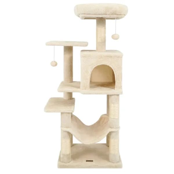 44" Multi-Level Cat Tree With Spacious Top Perch, 2-Door Condo & Hammock For Indoor Cats -Beige - image 2