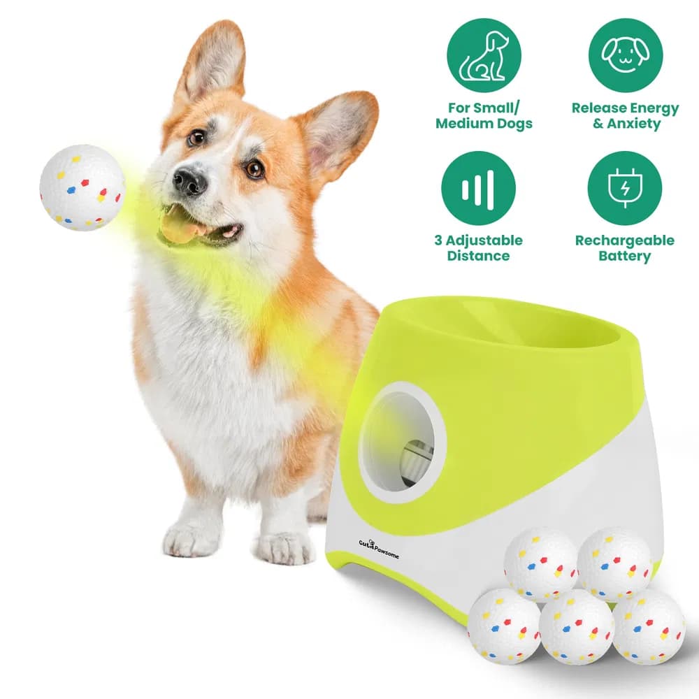 Automatic Dog Ball Launcher Rechargeable Interactive Pet Ball Thrower For Small Medium Dogs Interactive Dog Fetch Toy With 3 Adjustable Distance Settings (6m/10m/14m) 6Pcs 2.3in Balls - image 6