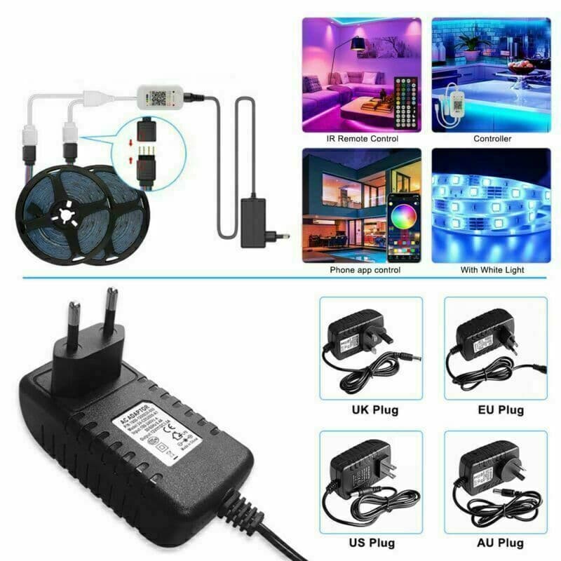 BRAND NEW 5050 RGB LED Strip Bluetooth Remote Lights TV Back Lights For Bar Room - image 7