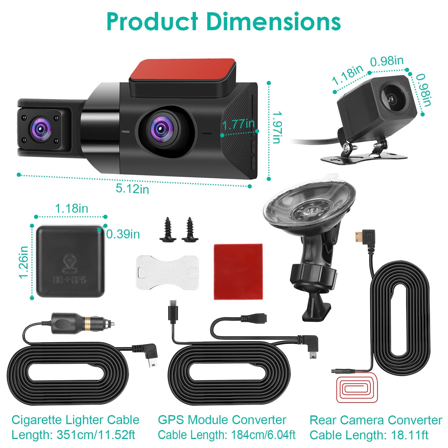 2K Car DVR 3 Channel Dash Cam Camcorder Camera Recorder With 140 Degree Angle GPS WiFi Night Vision G-sensor Loop Recording Parking Monitor - image 8