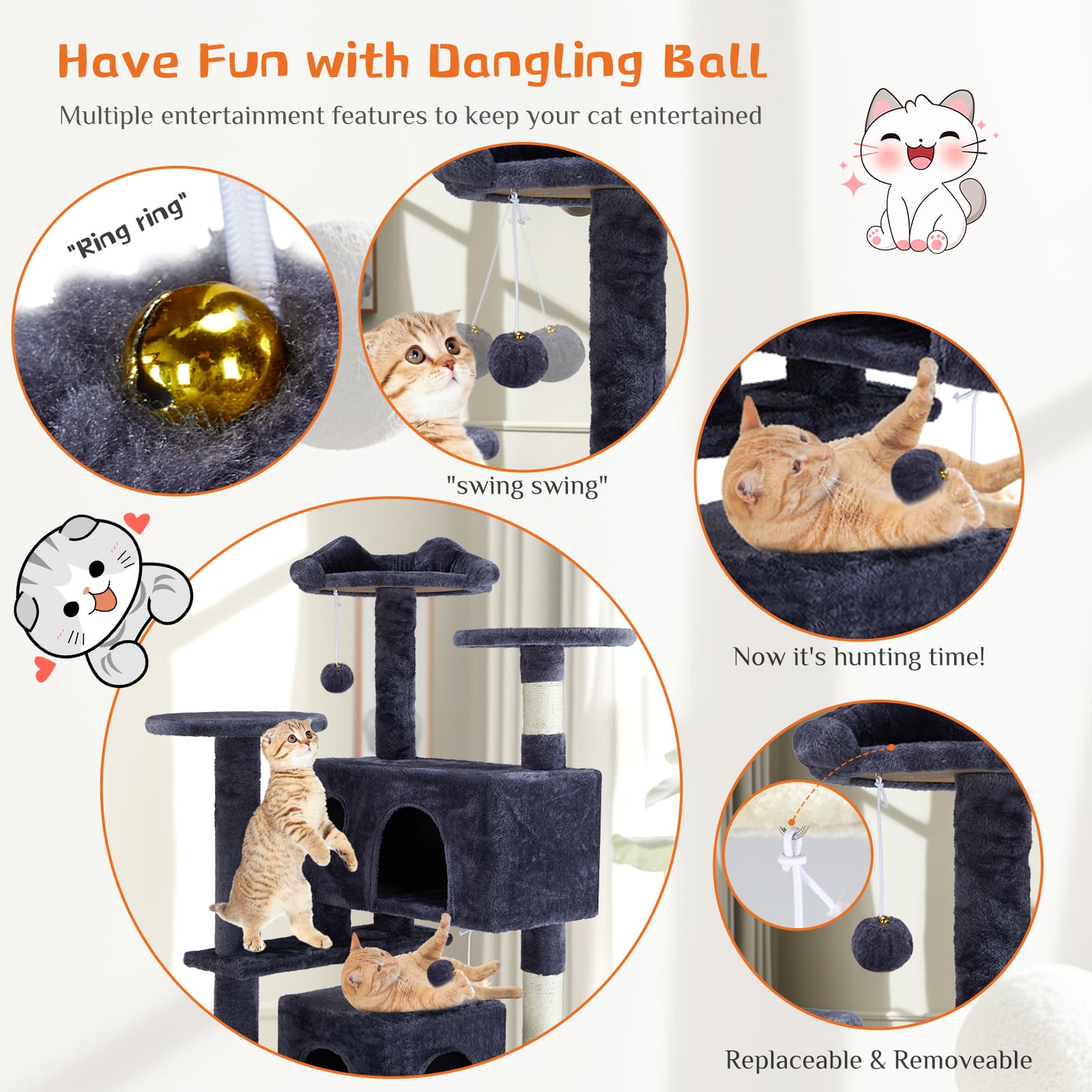 Multi Functional Cat Treehouse Cat Climbing Frame - image 3