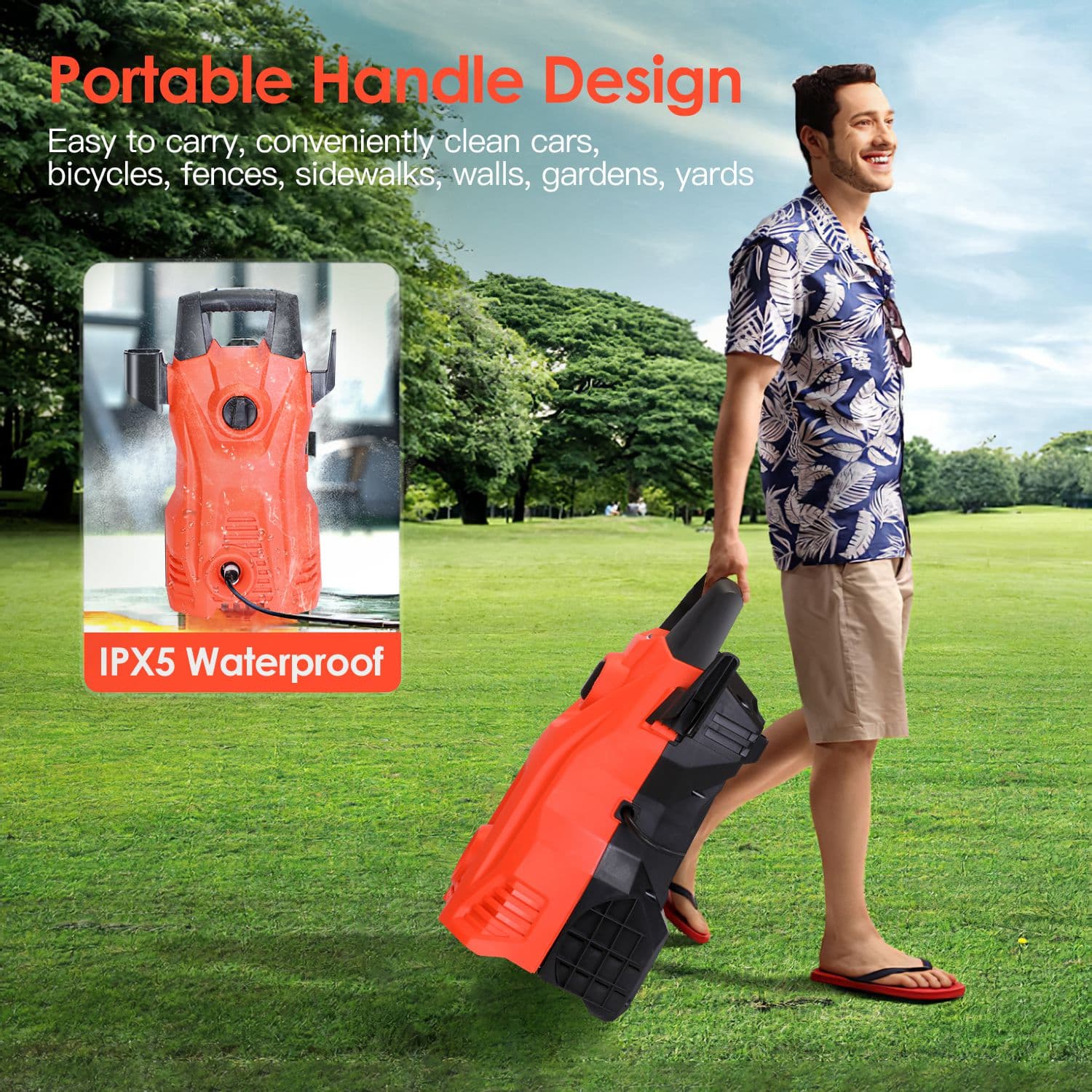 1Pc Electric High Pressure Washer 1740PSI  Powerful Car Washer Pressure Cleaner With Adjustable Spray Nozzle Soap Dispenser IPX5 Waterproof For Patio Garden Driveway - image 5