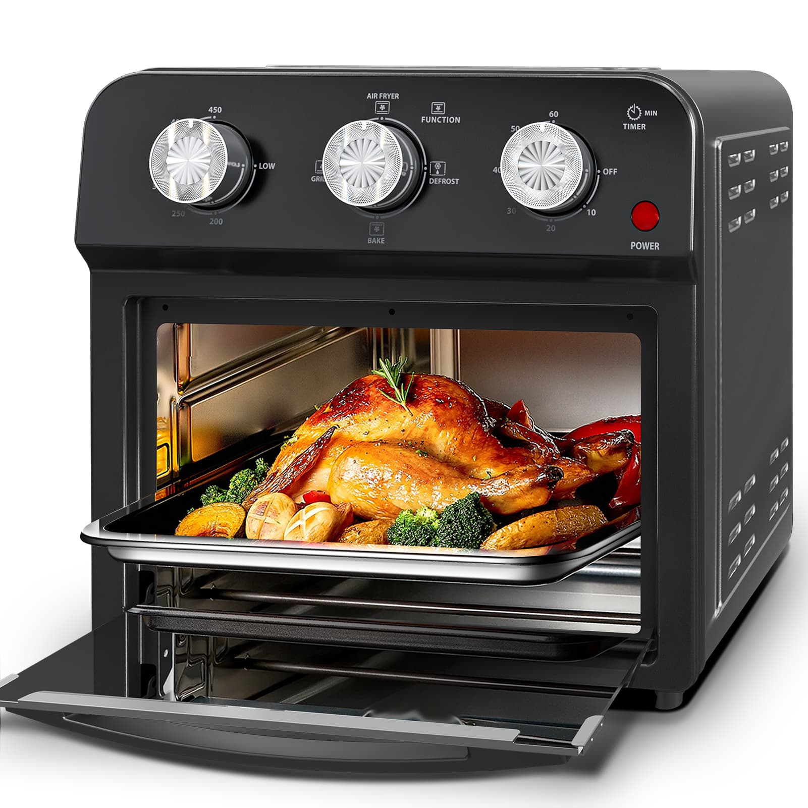 12.5 Qt Air Fryer With Advanced Multi-Function Cooking Grill, Air Fry, Defrost, Bake, Presets For French Fries, Pizza, Chicken, Fish, And Toast, Dual Knob Control, Amazon Resale Prohibited - image 2
