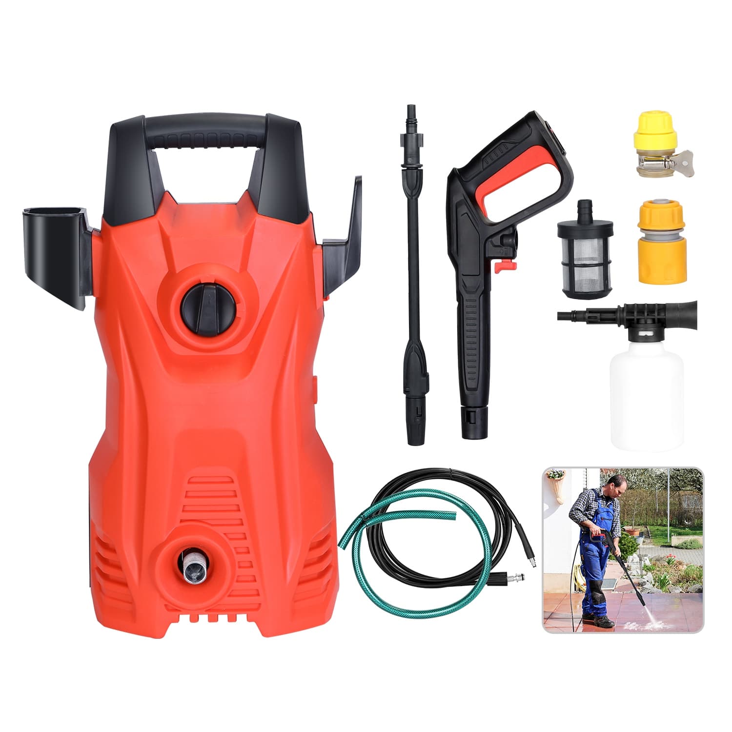1Pc Electric High Pressure Washer 1740PSI  Powerful Car Washer Pressure Cleaner With Adjustable Spray Nozzle Soap Dispenser IPX5 Waterproof For Patio Garden Driveway - image 6
