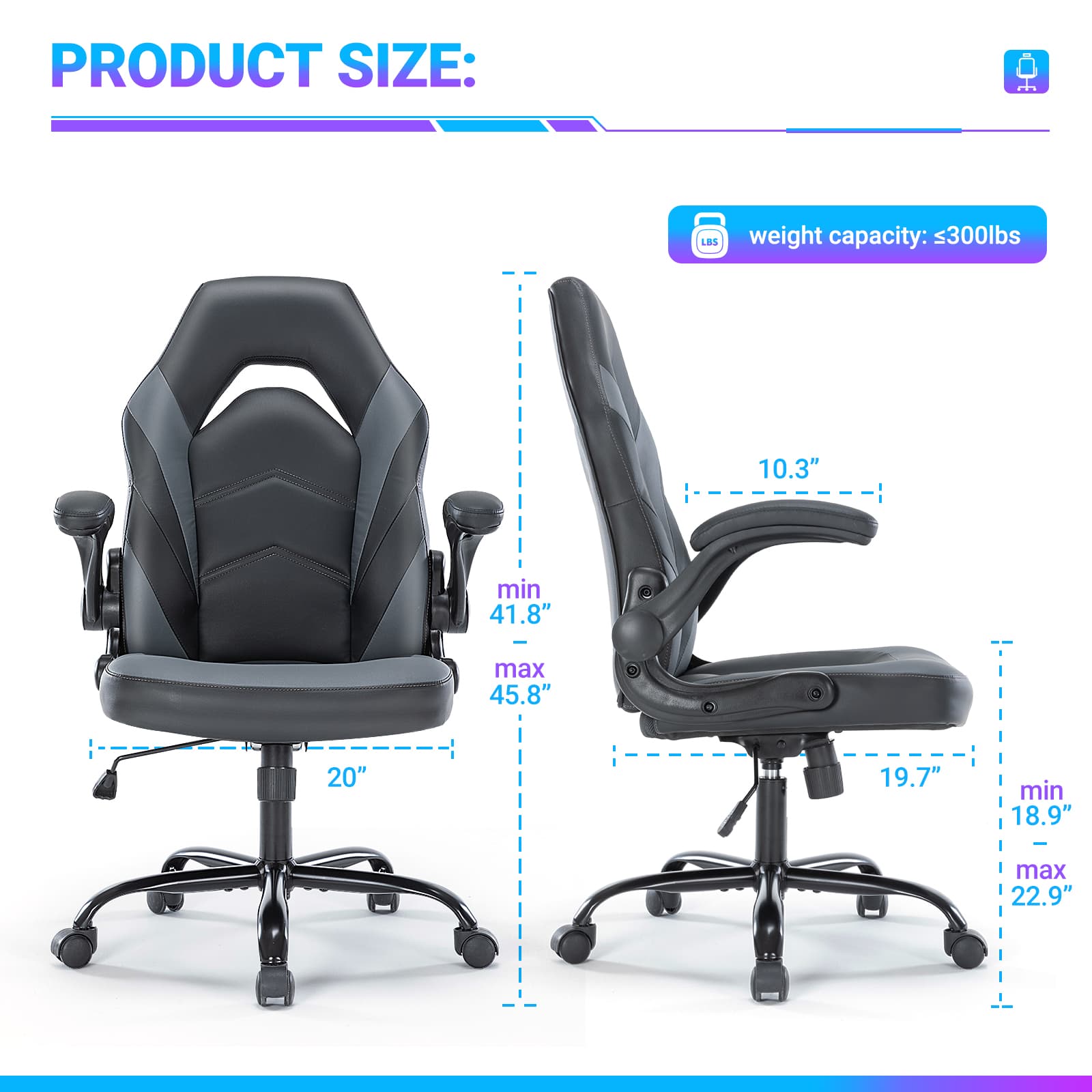 PU Leather Ergonomic Office Chair Swivel Computer Gaming Chair With Lumbar Support - image 2