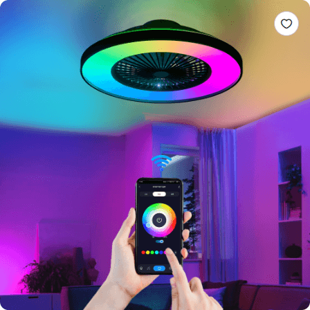 23 Inch Black Ceiling Fan Light With LED RGB   Dimmable & Color Changing, APP & Remote Control, Modern Smart Ceiling Fan For Living Room, Bedroom, And Dining Room  Silent 6-Speed Reversible DC Motor - image 3