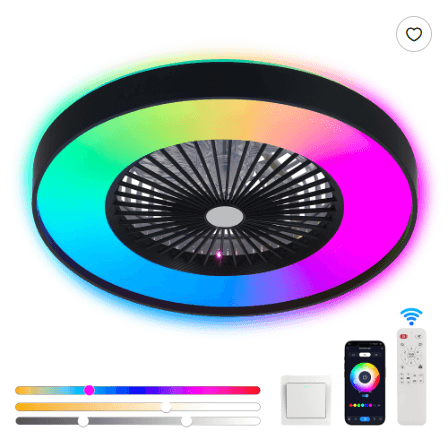 23 Inch Black Ceiling Fan Light With LED RGB   Dimmable & Color Changing, APP & Remote Control, Modern Smart Ceiling Fan For Living Room, Bedroom, And Dining Room  Silent 6-Speed Reversible DC Motor - image 8