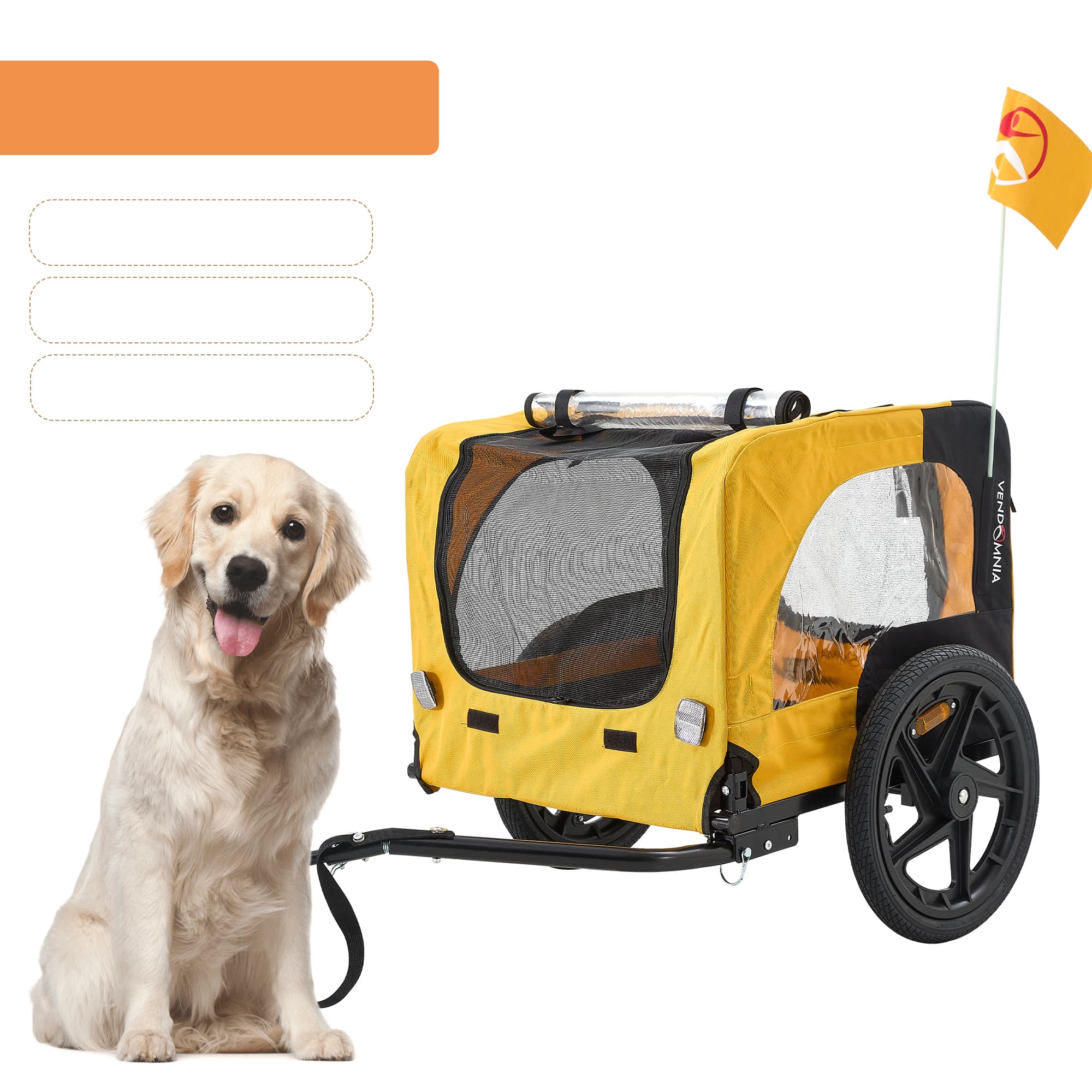 Yellow Outdoor Heavy Duty Foldable Practical Pet Stroller Dog Carrier With Bicycle Tow - image 4