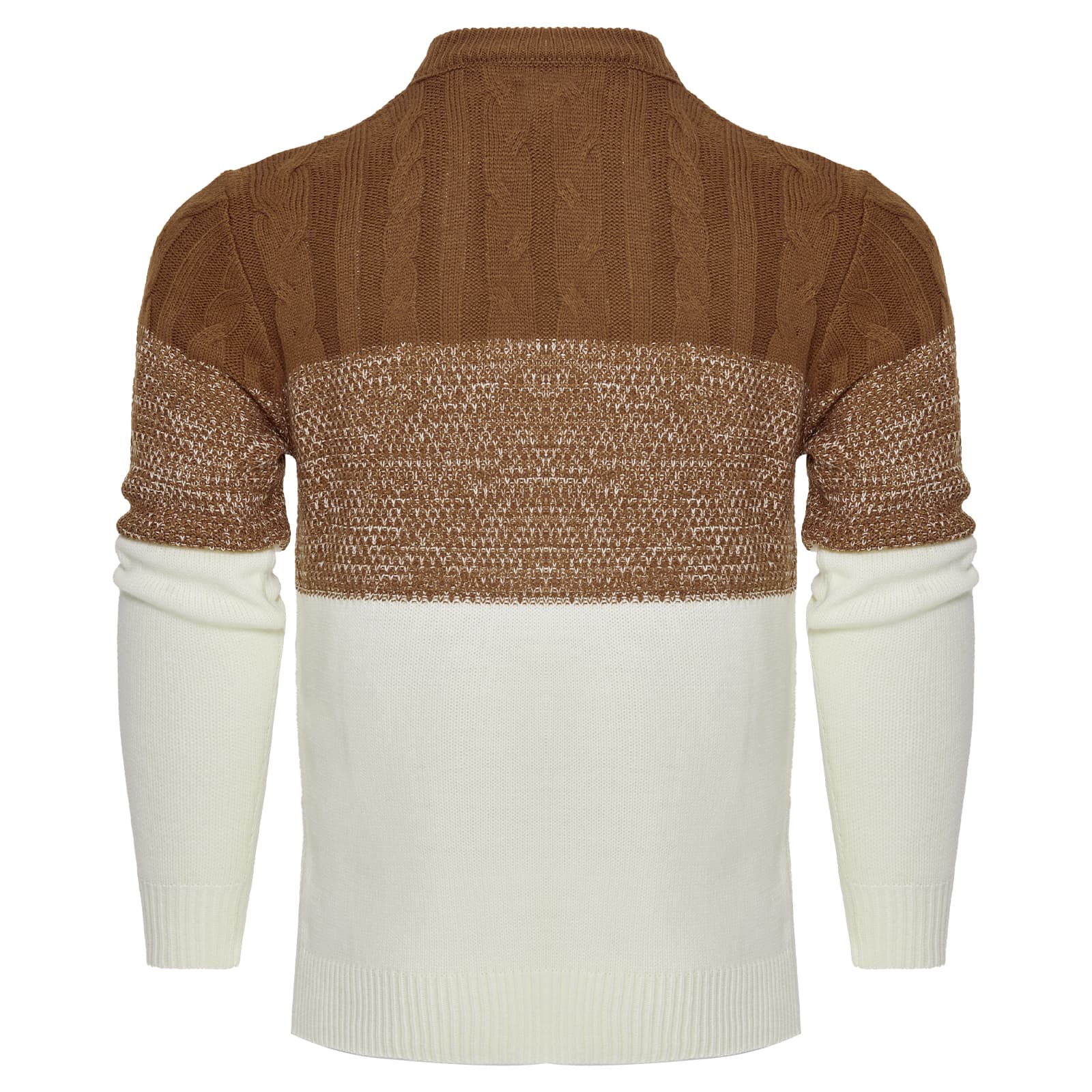 Men's Casual Color Block Long Sleeve Cable Knit Pullover Sweater - image 8