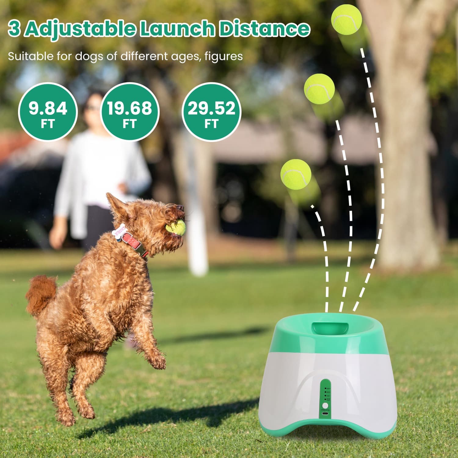 1Pc Automatic Dog Ball Launcher Toy Included 6 Tennis Balls Dog With 3 Adjustable Launch Distance Interactive Ball Thrower Fetch Machine For Small Medium Dogs - image 5