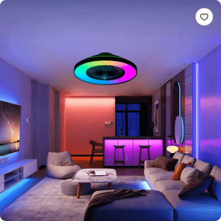 23 Inch Black Ceiling Fan Light With LED RGB   Dimmable & Color Changing, APP & Remote Control, Modern Smart Ceiling Fan For Living Room, Bedroom, And Dining Room  Silent 6-Speed Reversible DC Motor - image 2