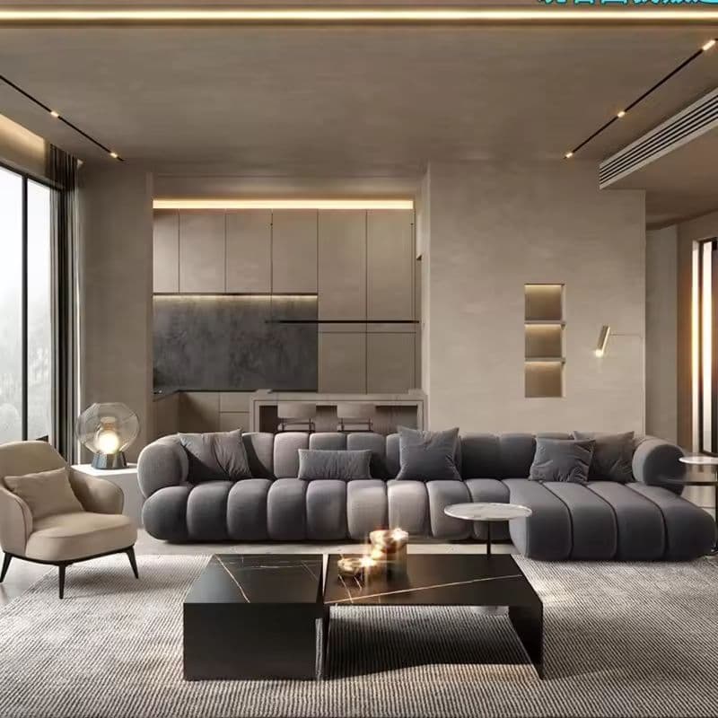 ATUNUS American Large Velvet Home Furniture Nordic Modern L Shape Corner Living Room Modular Sectional Sofa Couch Set - image 3