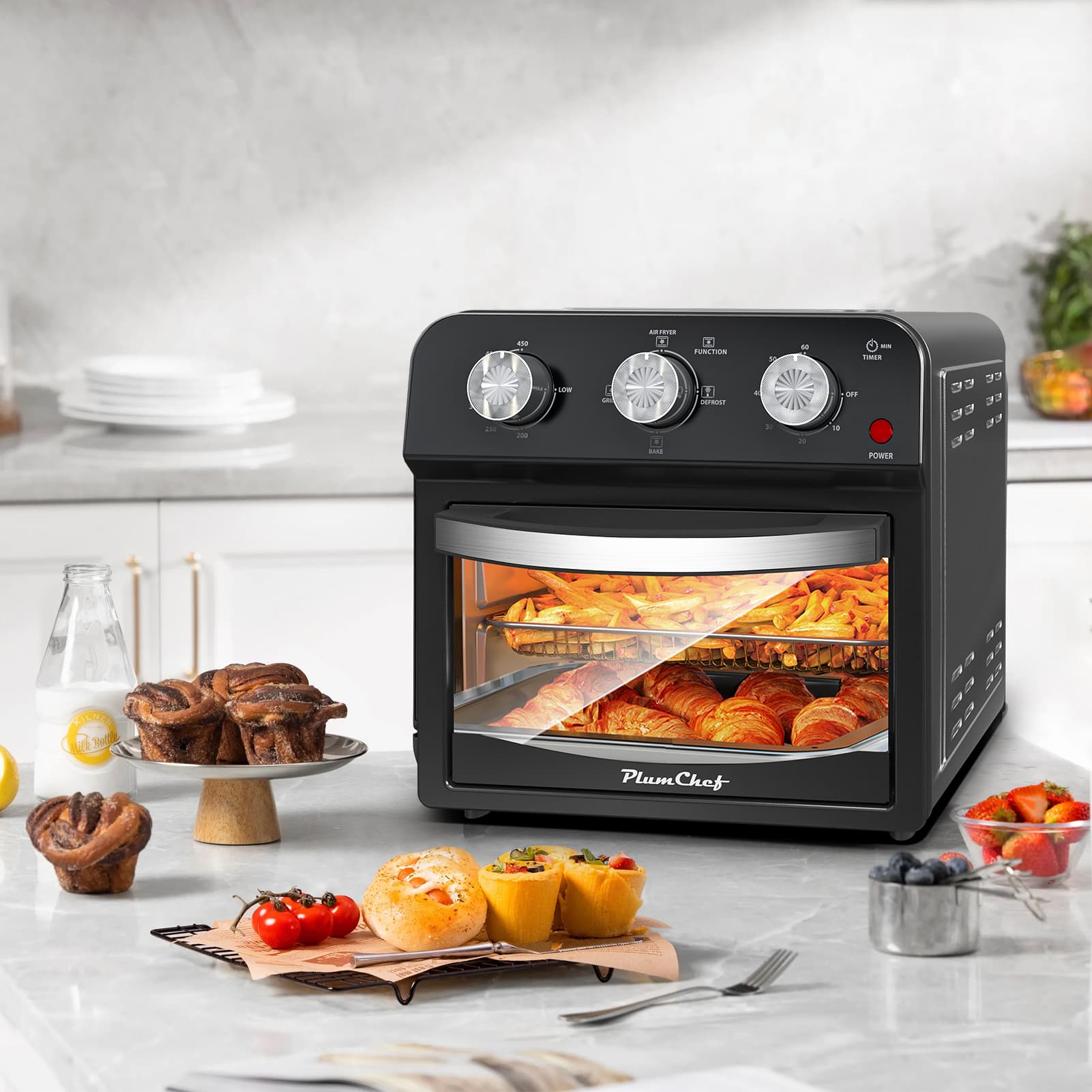 12.5 Qt Air Fryer With Advanced Multi-Function Cooking Grill, Air Fry, Defrost, Bake, Presets For French Fries, Pizza, Chicken, Fish, And Toast, Dual Knob Control, Amazon Resale Prohibited - image 6