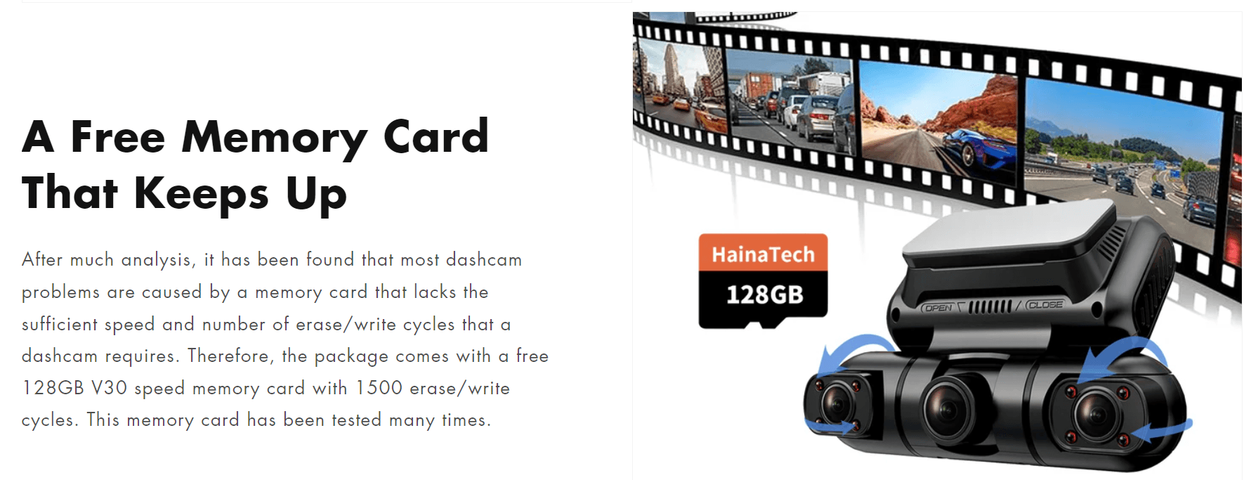 Hainatech 360 Degree View 4 Channel Dash Cam Front And Rear Inside Left Right, Dash Camera For Cars, Built-in GPS WiFi Night Vision, 24  7 Recording Parking Mode Monitor, Free 128G Card - image 6