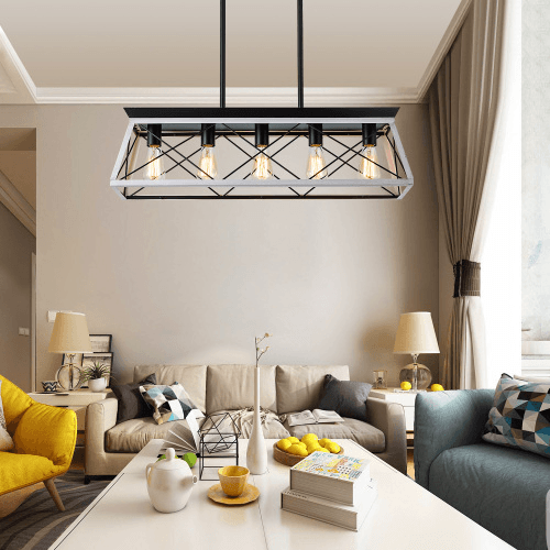 5 Lamps Farmhouse Chandelier Dining Room White - No Bulbs Unavailable Platform- Temu - image 4