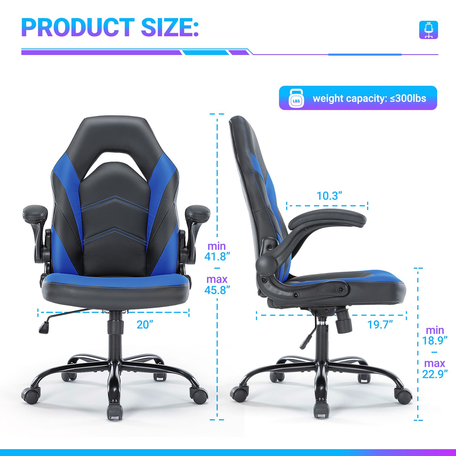 PU Leather Ergonomic Office Chair Swivel Computer Gaming Chair With Lumbar Support - image 7