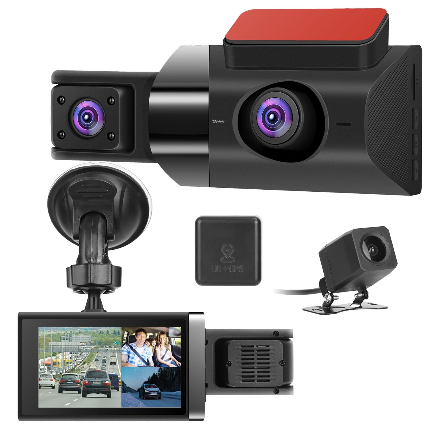 2K Car DVR 3 Channel Dash Cam Camcorder Camera Recorder With 140 Degree Angle GPS WiFi Night Vision G-sensor Loop Recording Parking Monitor - image 6