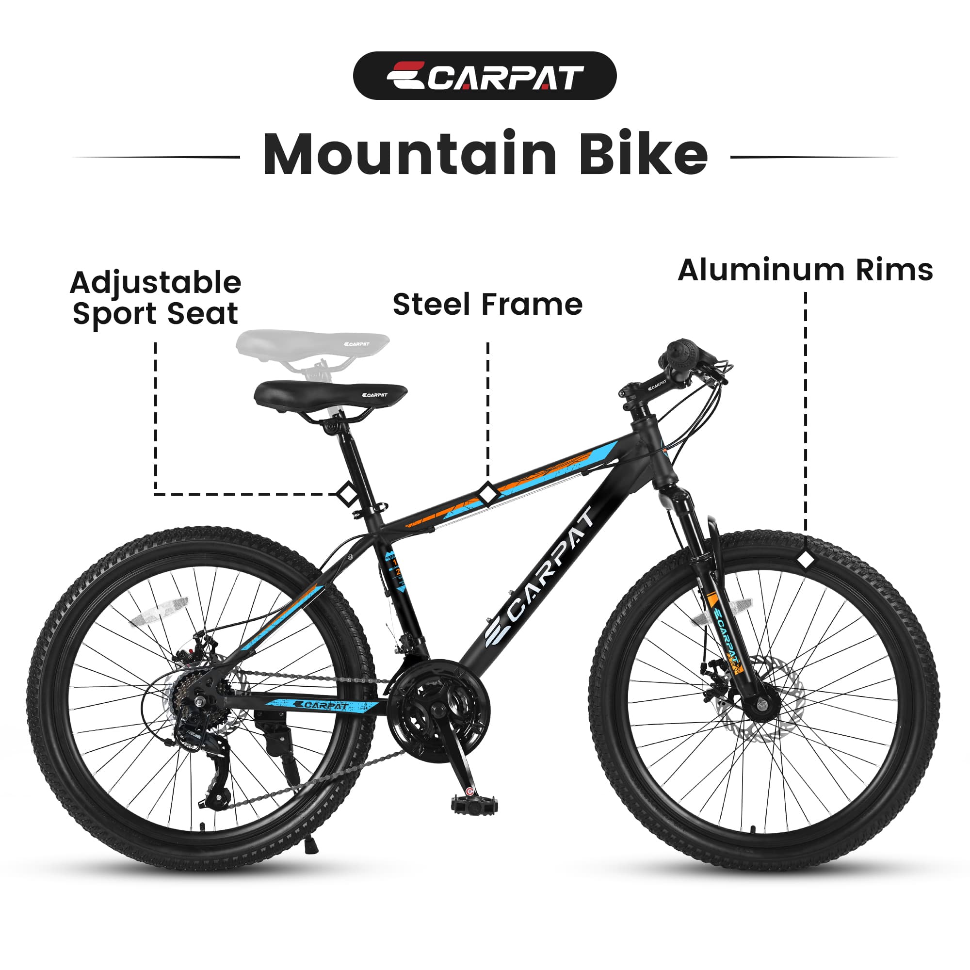 S26102 26 Inch Mountain Bike, Shimano 21 Speeds With Mechanical Disc Brakes, High-Carbon Steel Frame, Suspension Bikes Mountain Bicycle For Teenagers - image 4