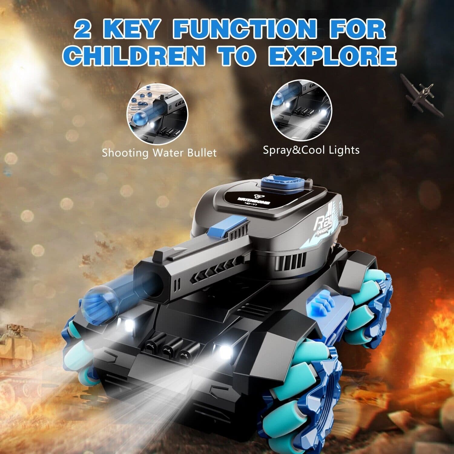 RC Tank Toys Four Wheel Drive Remote Control Car 2.4G Gesture Control Water Bomb - image 8