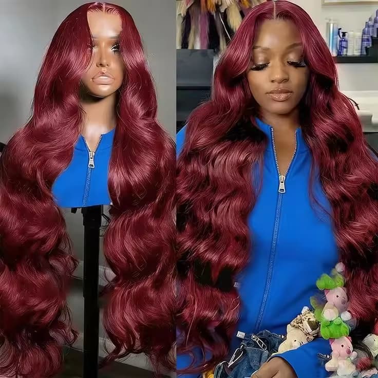 13x6 Human Hair Lace Wig, High-Definition Burgundy Lace Wig, Human Hair With Aligned Cuticle Layer, Indian Hair Wig - image 7