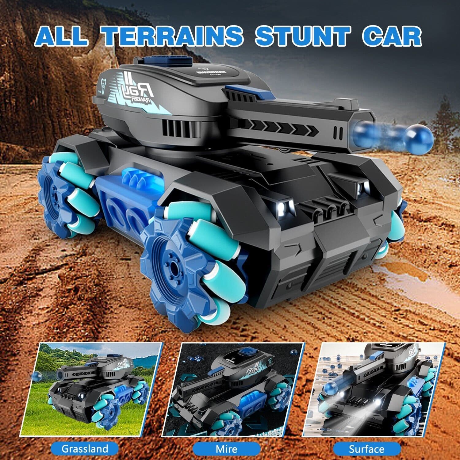 RC Tank Toys Four Wheel Drive Remote Control Car 2.4G Gesture Control Water Bomb - image 2