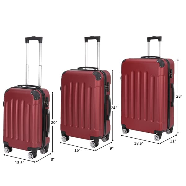 3-in-1 Swivel Wheel With Handle, 4 Corner Protectors, Trolley Box, 20in 24in 28in, ABS Aluminum Alloy Trolley, Classic Color - Burgundy - image 6