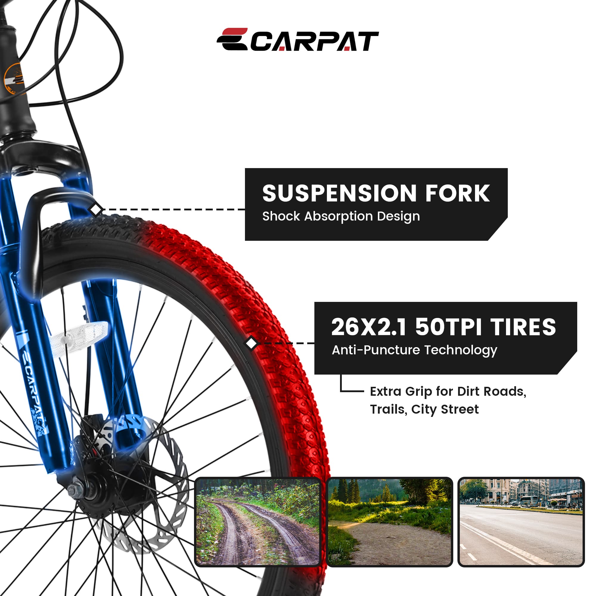 S26102 26 Inch Mountain Bike, Shimano 21 Speeds With Mechanical Disc Brakes, High-Carbon Steel Frame, Suspension Bikes Mountain Bicycle For Teenagers - image 7