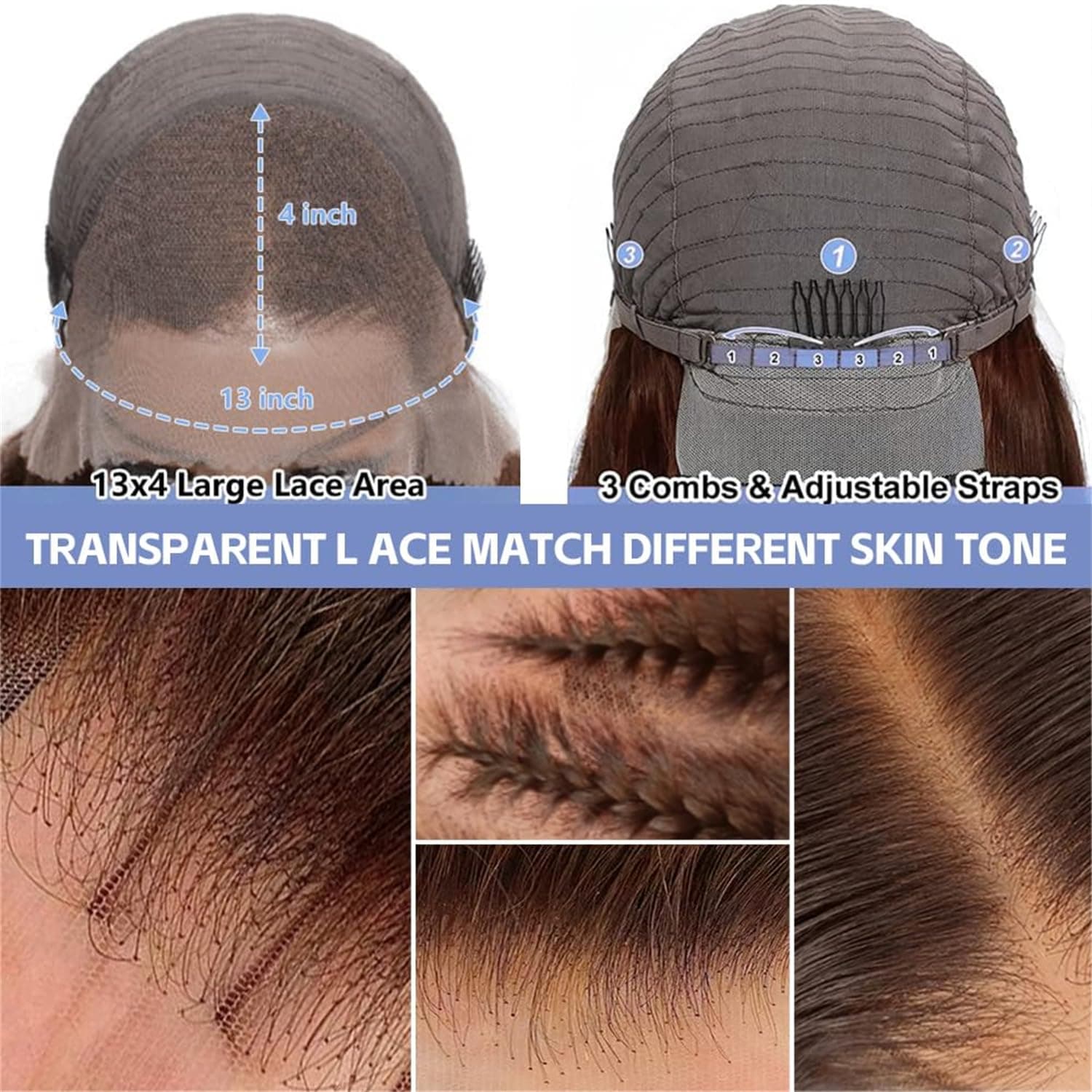 13x4 Lace Frontal Human Hair Wig Brown Body Wave Density - image 6