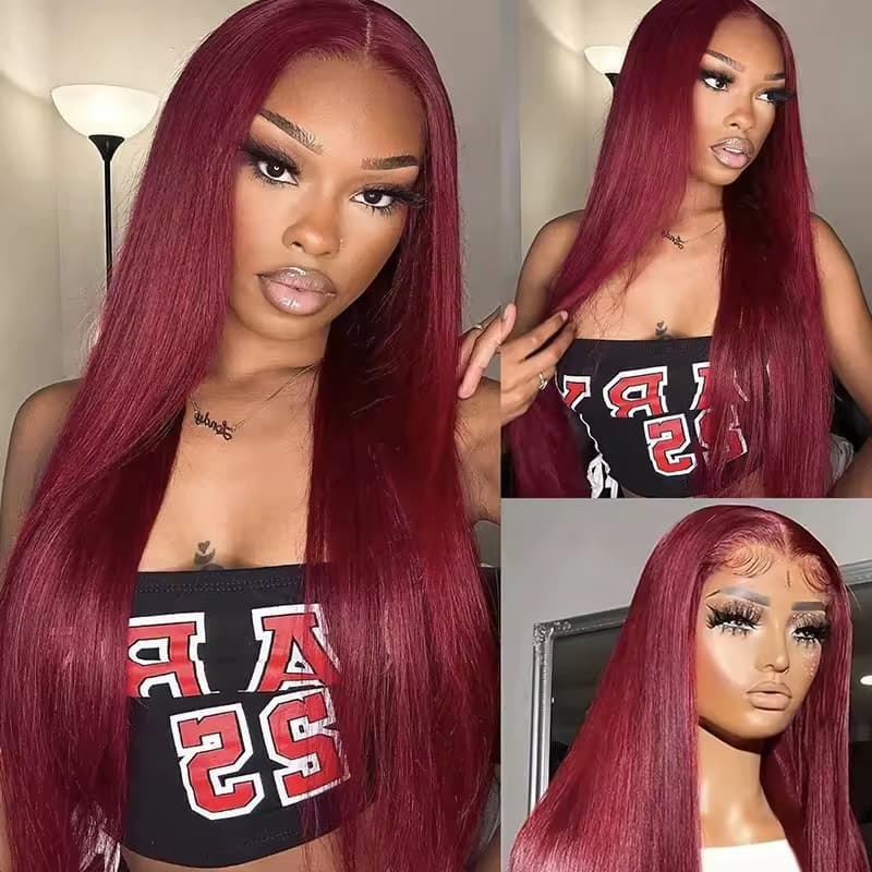 Body Wave Human Hair Wig 13x4 HD Burgundy Lace Front Wig Human Hair With Aligned Cuticle Brazilian Wig - image 2