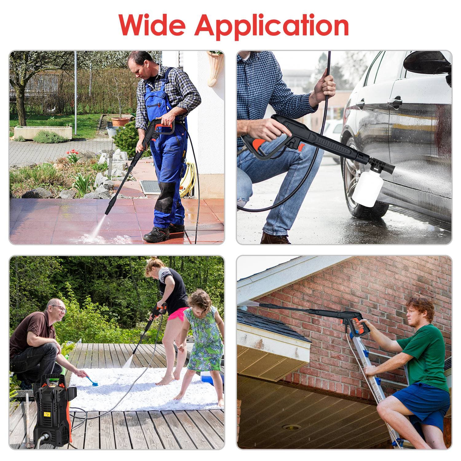 1Pc Electric High Pressure Washer 1740PSI  Powerful Car Washer Pressure Cleaner With Adjustable Spray Nozzle Soap Dispenser IPX5 Waterproof For Patio Garden Driveway - image 7