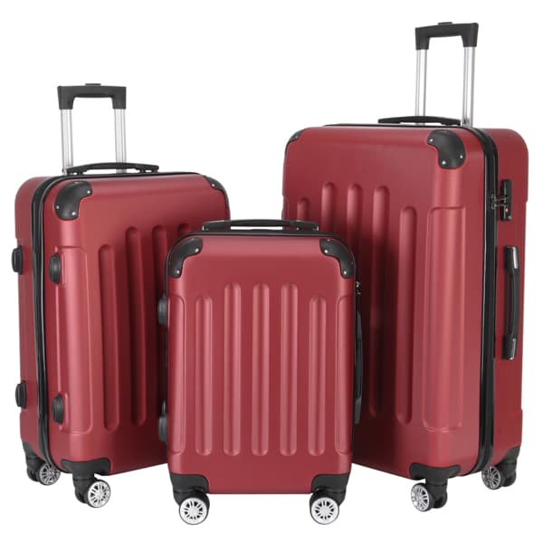3-in-1 Swivel Wheel With Handle, 4 Corner Protectors, Trolley Box, 20in 24in 28in, ABS Aluminum Alloy Trolley, Classic Color - Burgundy - image 2