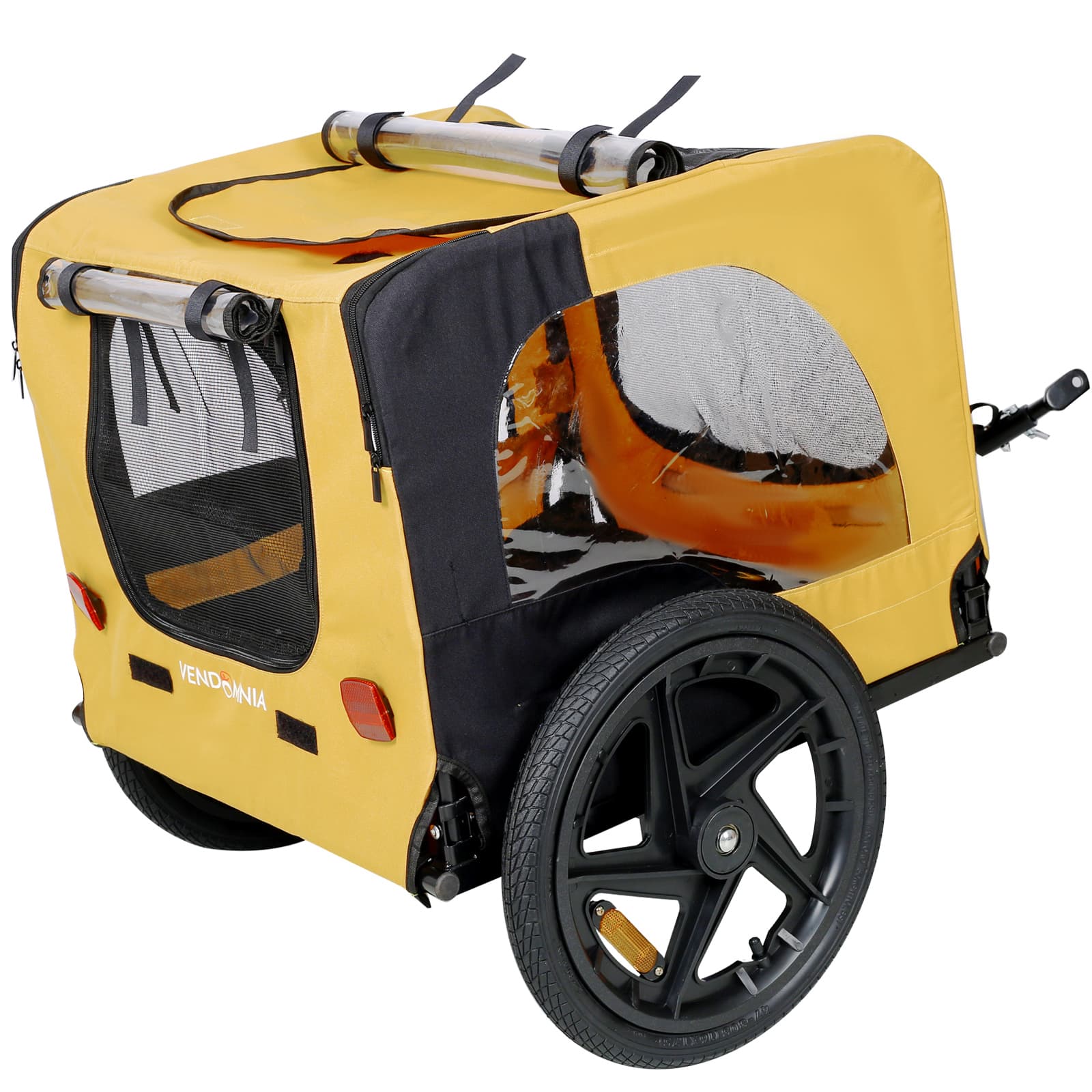 Yellow Outdoor Heavy Duty Foldable Practical Pet Stroller Dog Carrier With Bicycle Tow - image 2