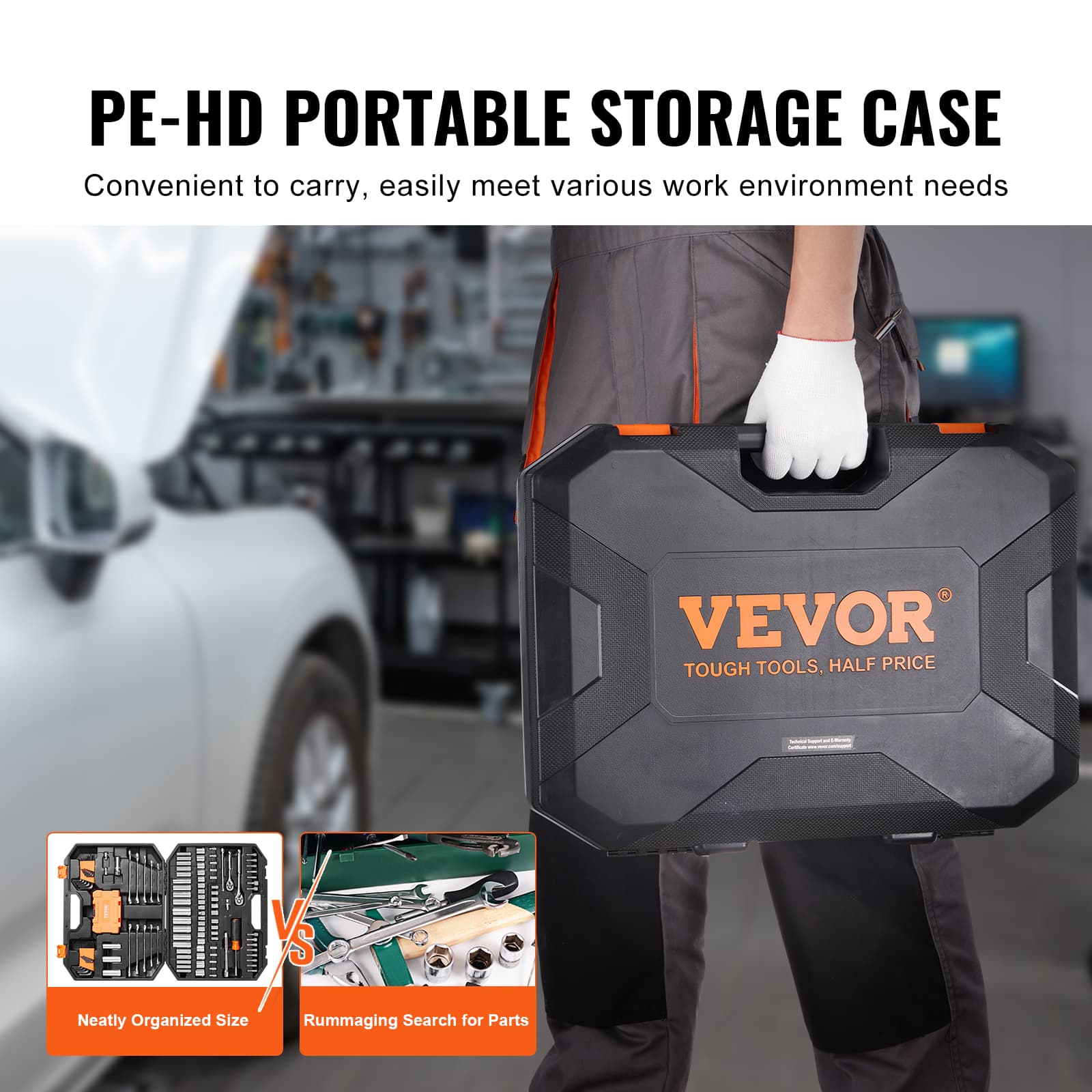 VEVOR Mechanics Tool Set And Socket Set,  Drive Deep And Standard Sockets, 145 Pcs SAE And Metric Mechanic Tool Kit With Bits, Combination Wrench, Hex Wrenches, Accessories, Storage Case - image 3