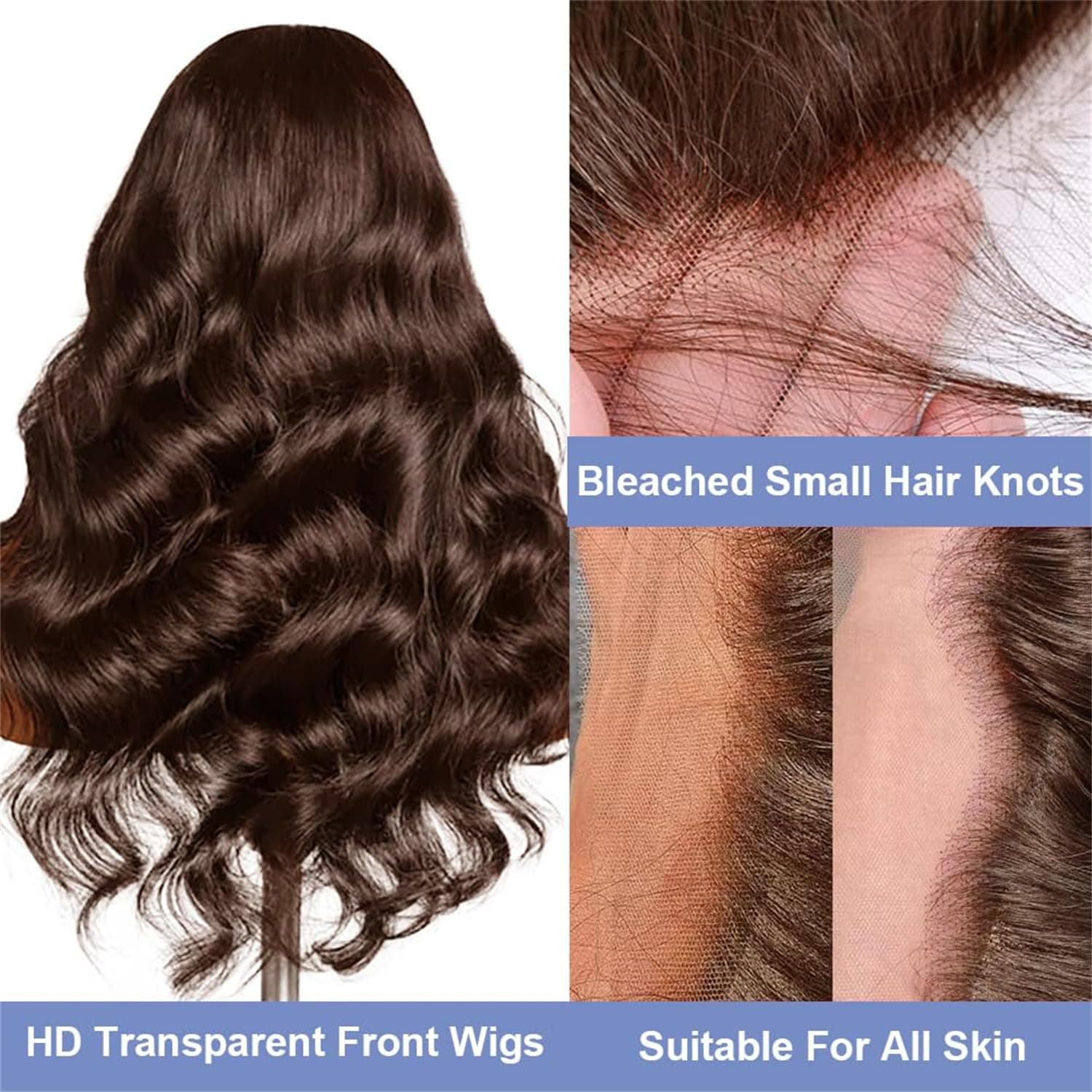 13x4 Lace Frontal Human Hair Wig Brown Body Wave Density - image 4