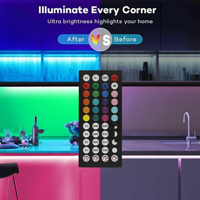 BRAND NEW 5050 RGB LED Strip Bluetooth Remote Lights TV Back Lights For Bar Room - image 3