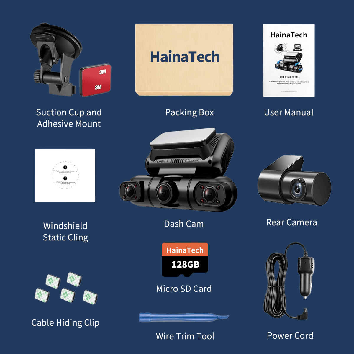 Hainatech 360 Degree View 4 Channel Dash Cam Front And Rear Inside Left Right, Dash Camera For Cars, Built-in GPS WiFi Night Vision, 24  7 Recording Parking Mode Monitor, Free 128G Card - image 5