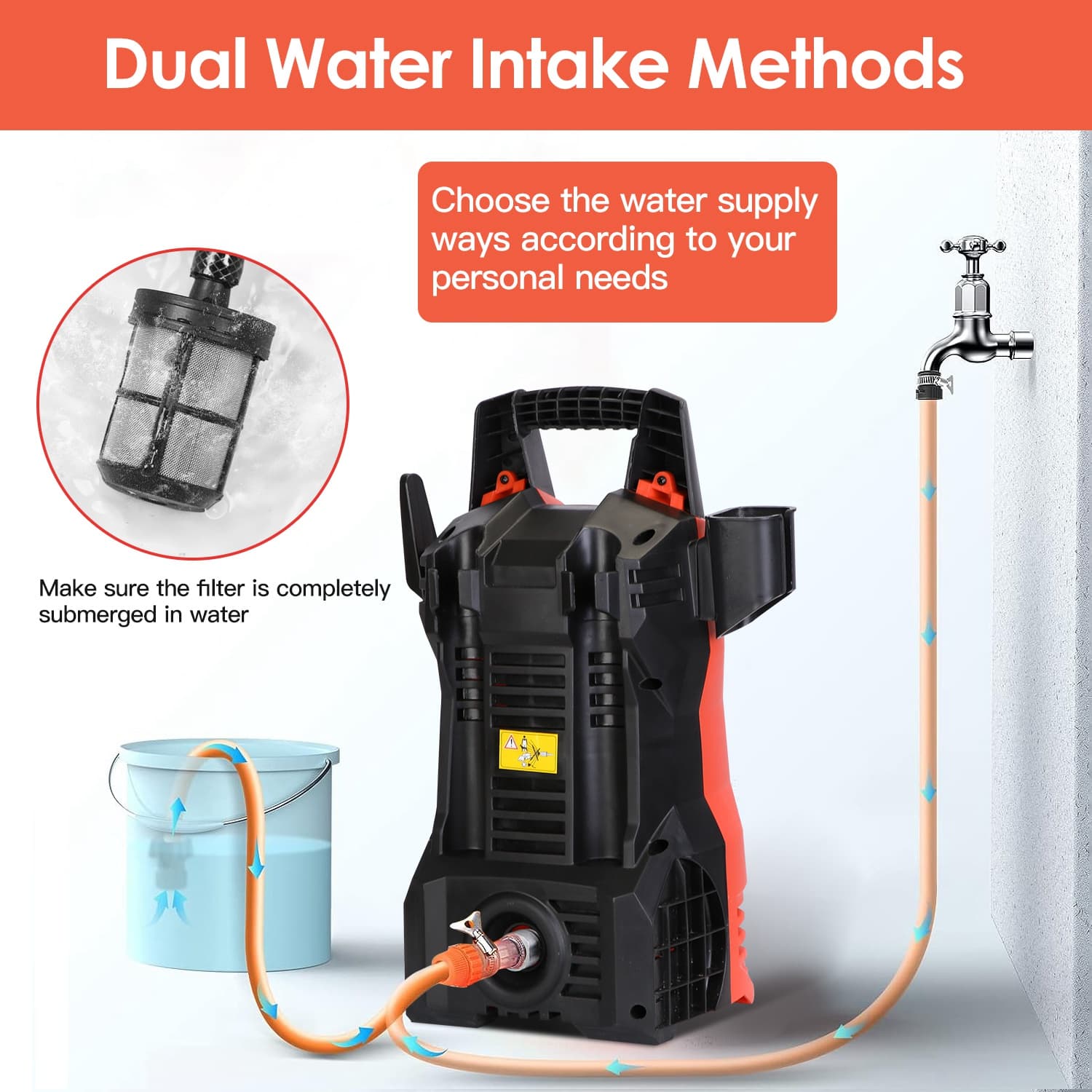 1Pc Electric High Pressure Washer 1740PSI  Powerful Car Washer Pressure Cleaner With Adjustable Spray Nozzle Soap Dispenser IPX5 Waterproof For Patio Garden Driveway - image 8