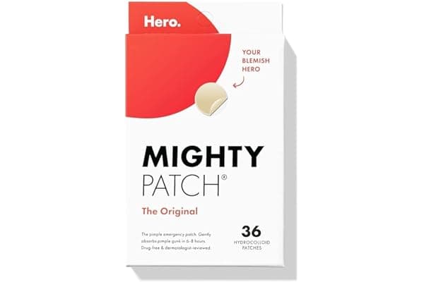 Mighty Patch Original Patch from Hero Cosmetics - #1 Hydrocolloid Acne Pimple Patches for Face, Shrinking Zits & Whiteheads in 1 Use, Nighttime Spot Pimple Stickers for Face, 36 Count