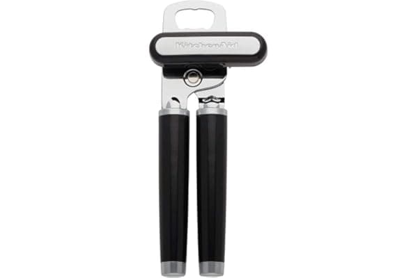 KitchenAid Classic Multifunction Can Opener and Bottle Opener Easy to Use, Razor Sharp Stainless Steel Cutting Wheel, Soft Ergonomic Handles, Black